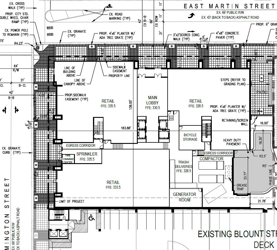 Preliminary Site Plan for The Edison Office tower.