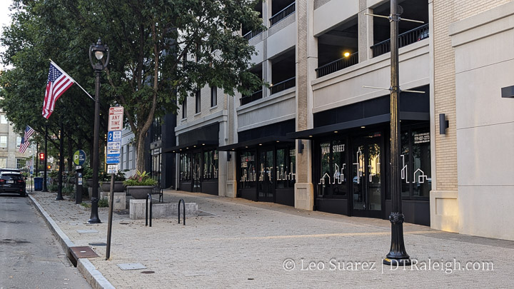 Photo of the 100 Block of Fayetteville Street taken 2023.