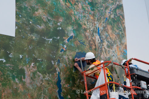 Covering the Daily Planet with its continents at the Nature Research Center, Raleigh