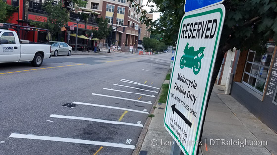 Motorcycle only parking on Glenwood Avenue