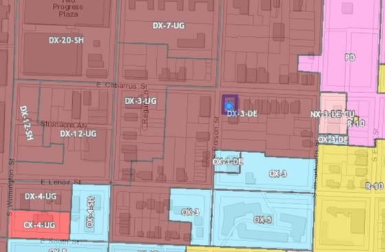 Proposed UDO map around 501 South Person Street.