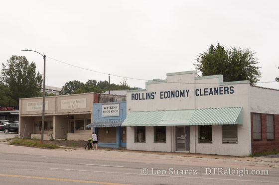 Old storefronts along Peace Street, August 2016