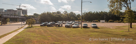 Parking lots along South Street, August 2016
