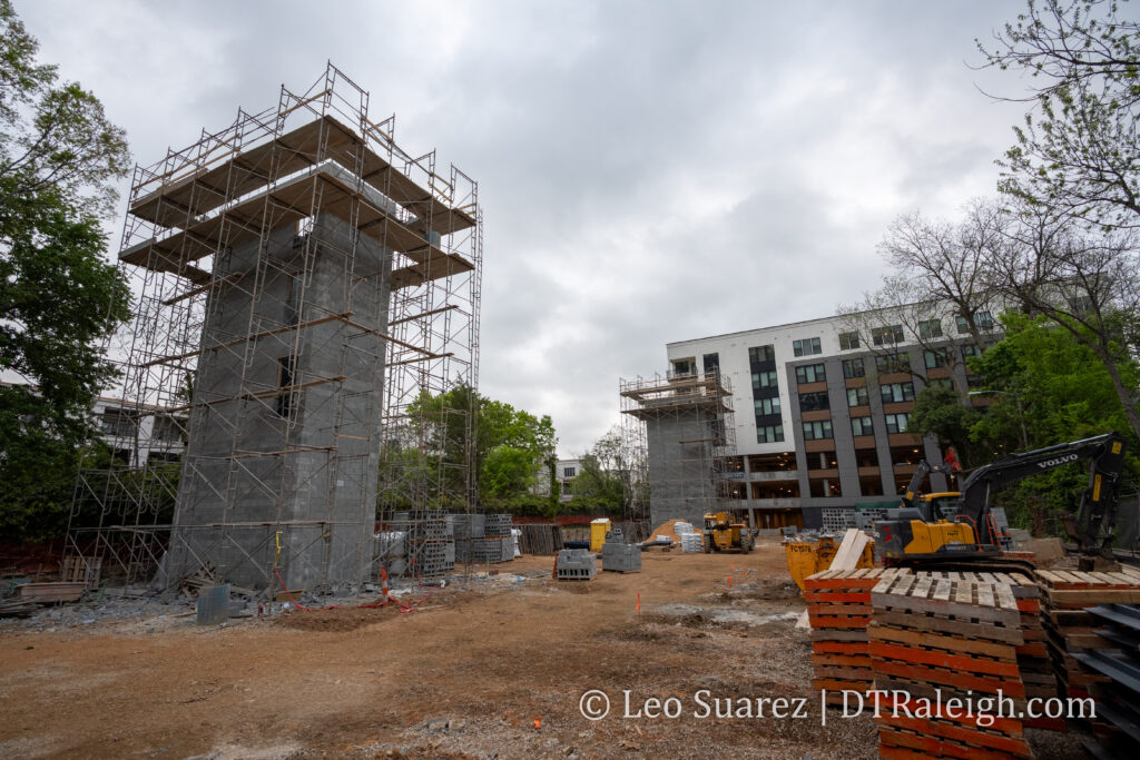 Construction site of the Acorn Hotel, April 2026