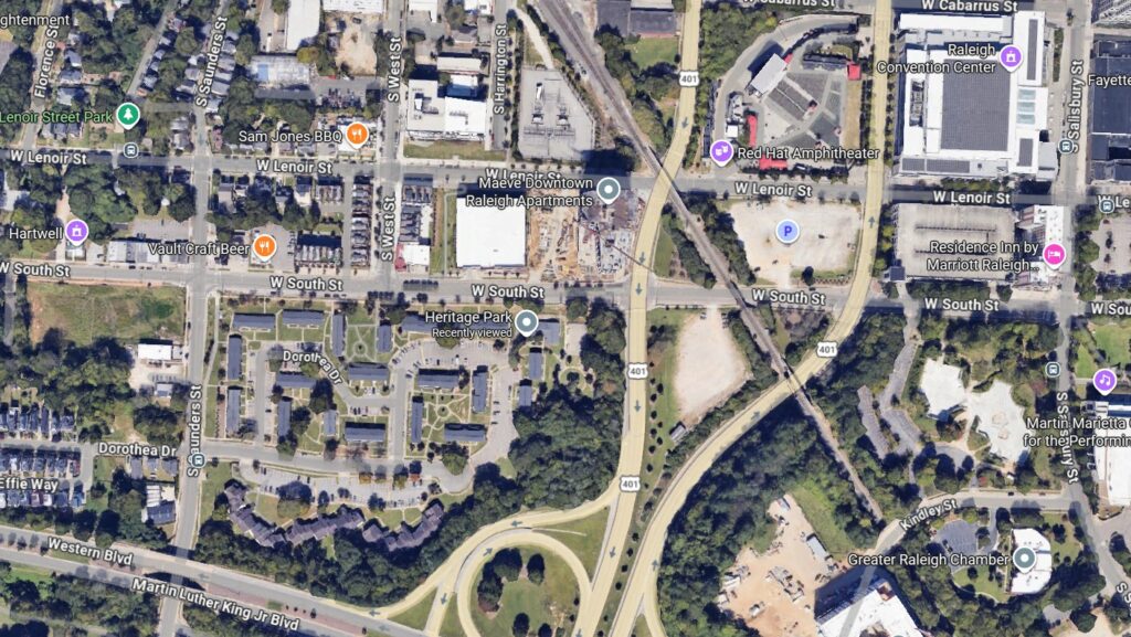 Google Map aerial screenshot of Heritage Park