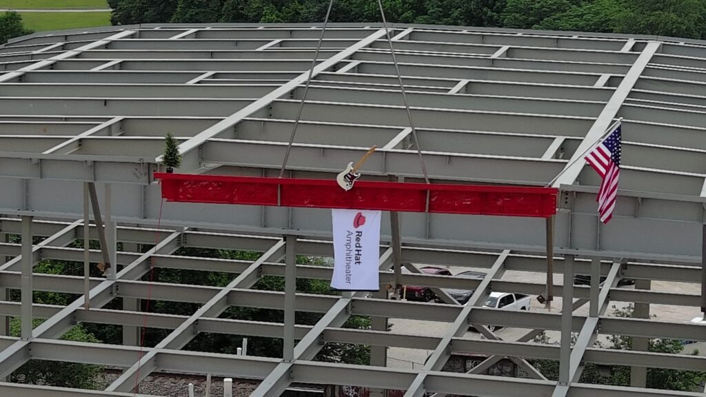 Image of the topping out ceremony at Red Hat Amphitheater, May 2026