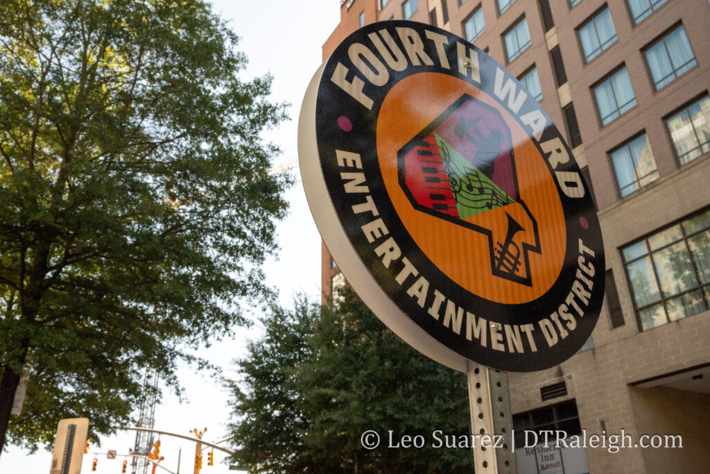 Photo of a sign of the Fourth Ward Entertainment District, September 2026